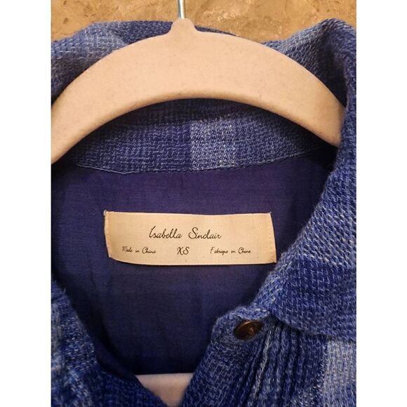 Anthropologie blue checkered linen Isabella Sinclair dress size xs - Picture 6 of 11